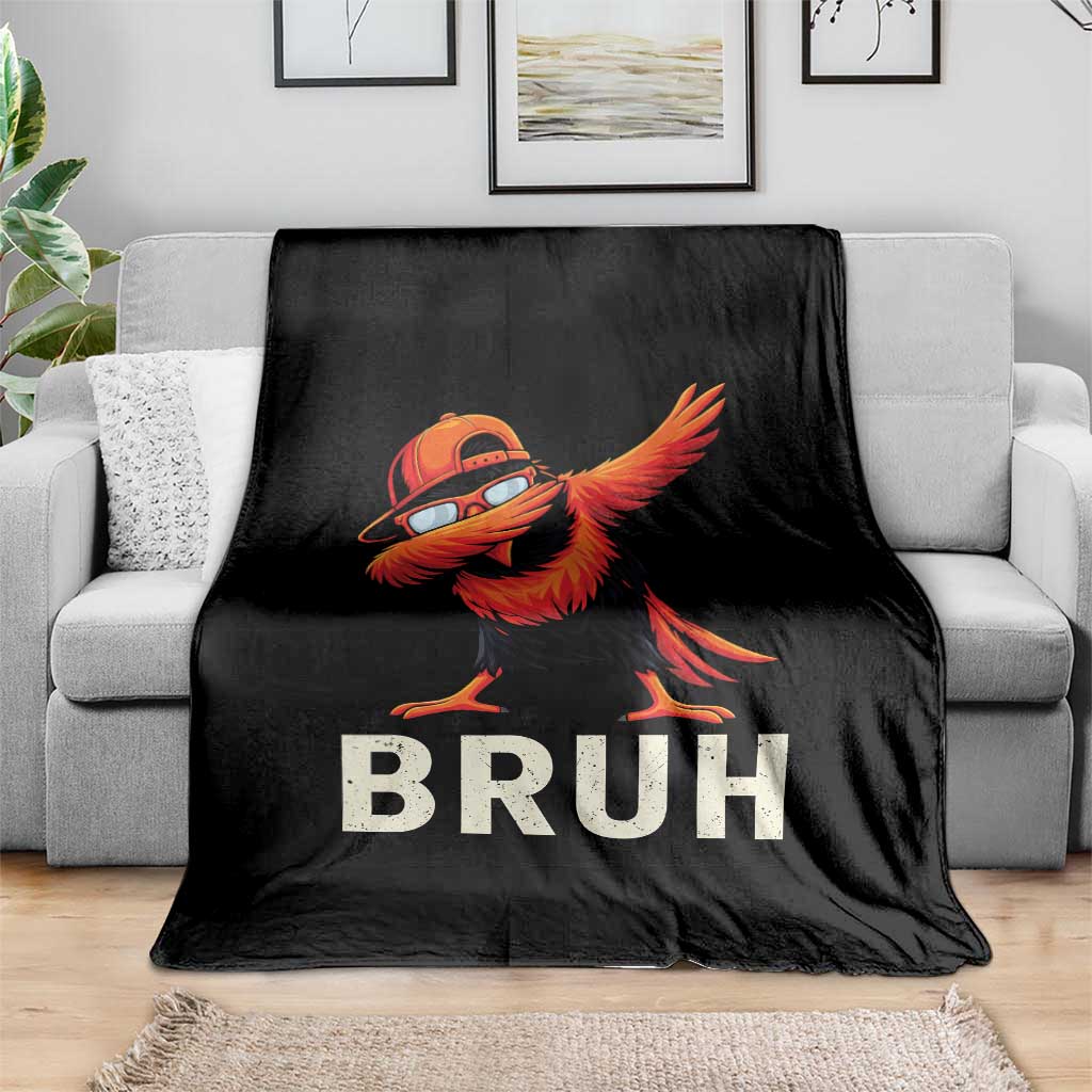 Funny Dabbing Oriole Bird Bruh Throw Blanket Cool Game Day Sports Fan TS02 Print Your Wear