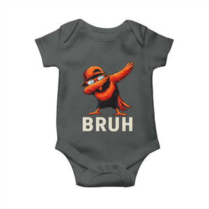 Funny Dabbing Oriole Bird Bruh Baby Onesie Cool Game Day Sports Fan TS02 Dark Heather Print Your Wear