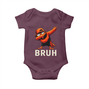Funny Dabbing Oriole Bird Bruh Baby Onesie Cool Game Day Sports Fan TS02 Maroon Print Your Wear