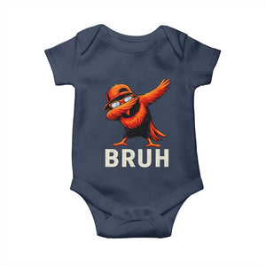 Funny Dabbing Oriole Bird Bruh Baby Onesie Cool Game Day Sports Fan TS02 Navy Print Your Wear