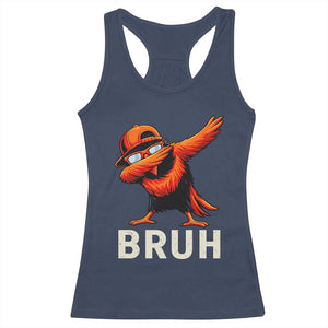 Funny Dabbing Oriole Bird Bruh Racerback Tank Top Cool Game Day Sports Fan TS02 Navy Print Your Wear