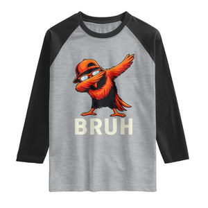 Funny Dabbing Oriole Bird Bruh Raglan Shirt Cool Game Day Sports Fan TS02 Heather Gray Black Print Your Wear