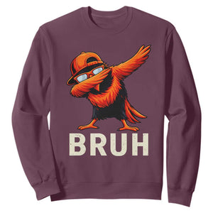 Funny Dabbing Oriole Bird Bruh Sweatshirt Cool Game Day Sports Fan TS02 Maroon Print Your Wear