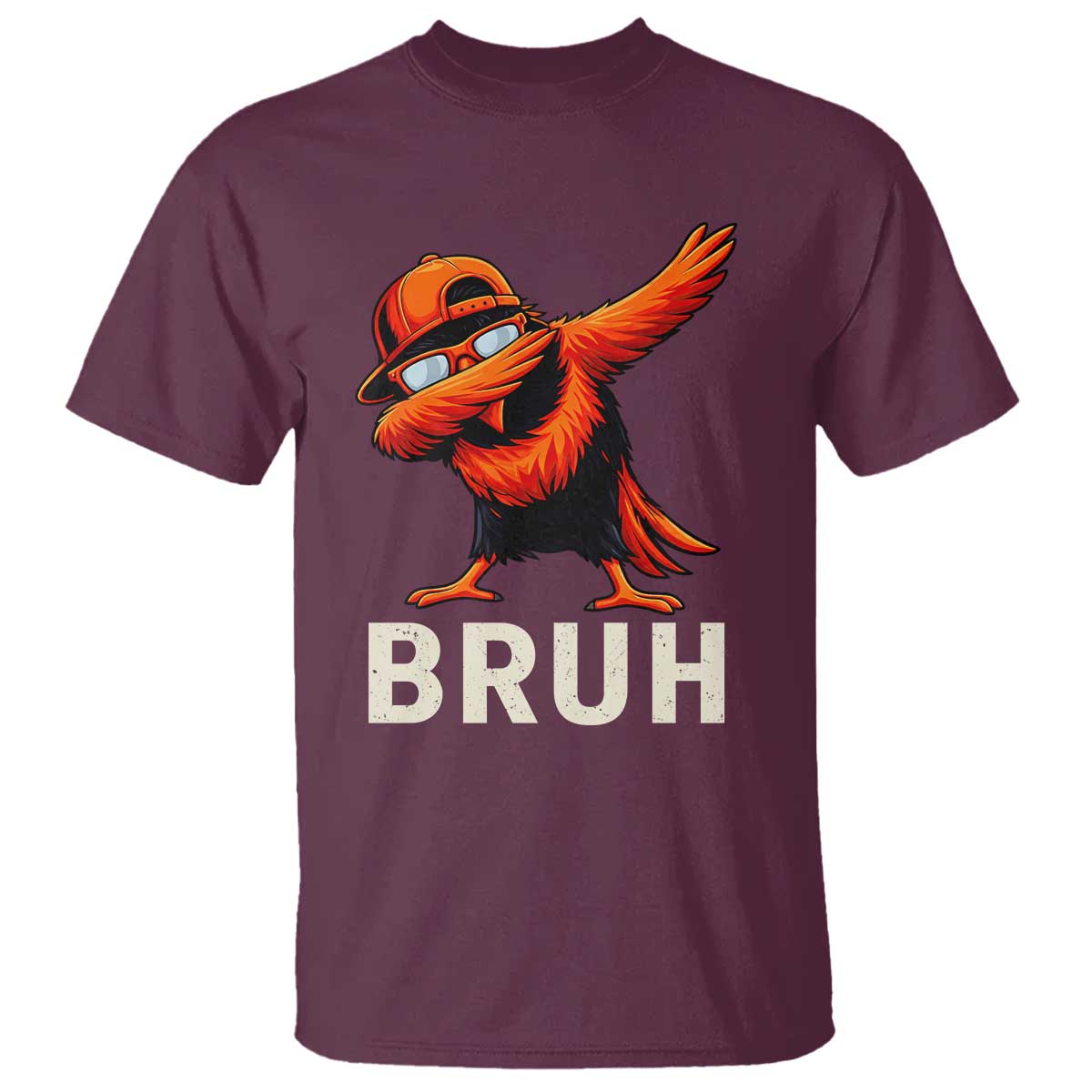 Funny Dabbing Oriole Bird Bruh T Shirt Cool Game Day Sports Fan TS02 Maroon Print Your Wear