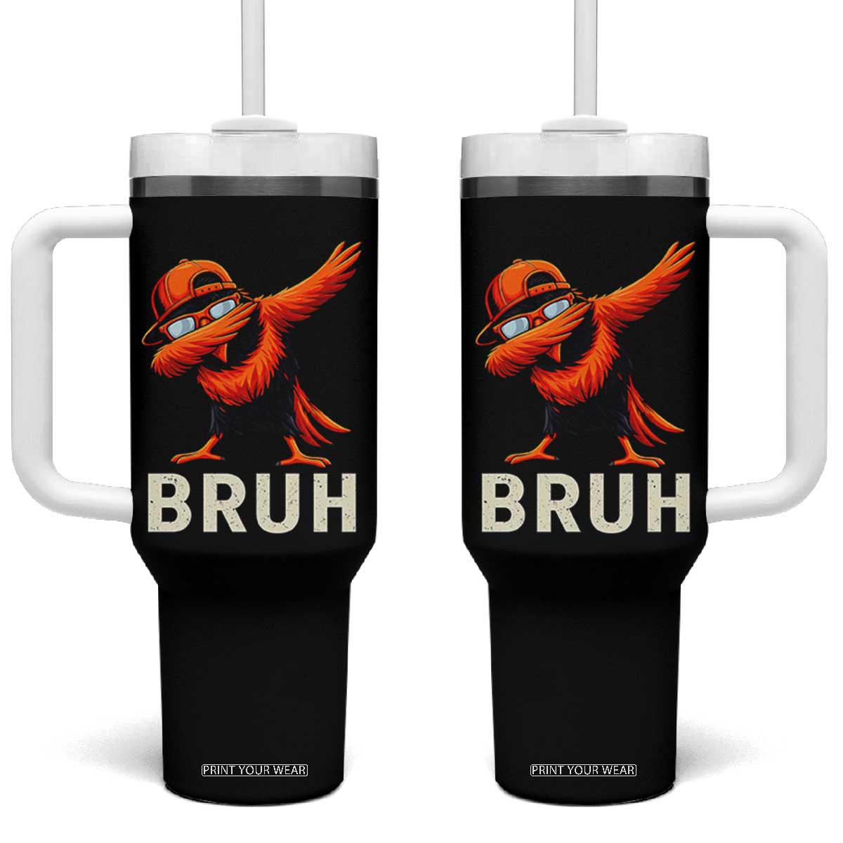 Funny Dabbing Oriole Bird Bruh Tumbler With Handle Cool Game Day Sports Fan TS02 One Size: 40 oz Black Print Your Wear