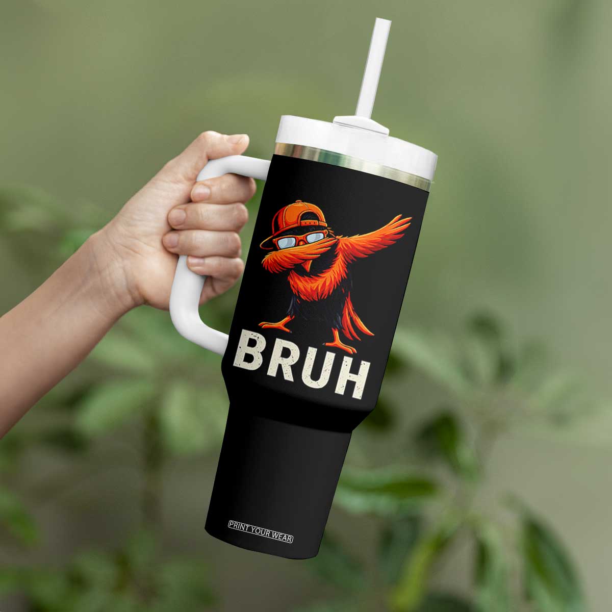 Funny Dabbing Oriole Bird Bruh Tumbler With Handle Cool Game Day Sports Fan TS02 Print Your Wear