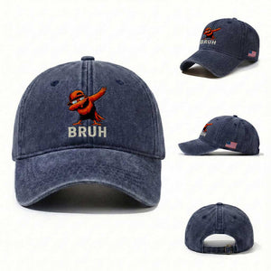 Funny Dabbing Oriole Bird Bruh Washed Cotton Baseball Cap Cool Game Day Sports Fan TS02 Washed Cap Universal Fit Navy Print Your Wear