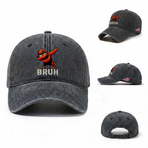 Funny Dabbing Oriole Bird Bruh Washed Cotton Baseball Cap Cool Game Day Sports Fan TS02 Washed Cap Universal Fit Dark Gray Print Your Wear