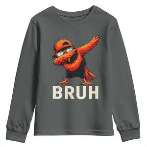 Funny Dabbing Oriole Bird Bruh Youth Sweatshirt Cool Game Day Sports Fan TS02 Dark Heather Print Your Wear