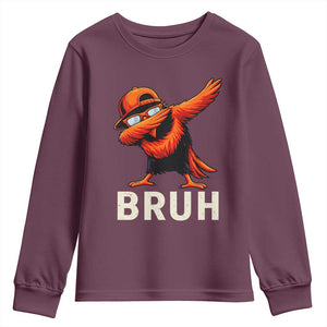 Funny Dabbing Oriole Bird Bruh Youth Sweatshirt Cool Game Day Sports Fan TS02 Maroon Print Your Wear