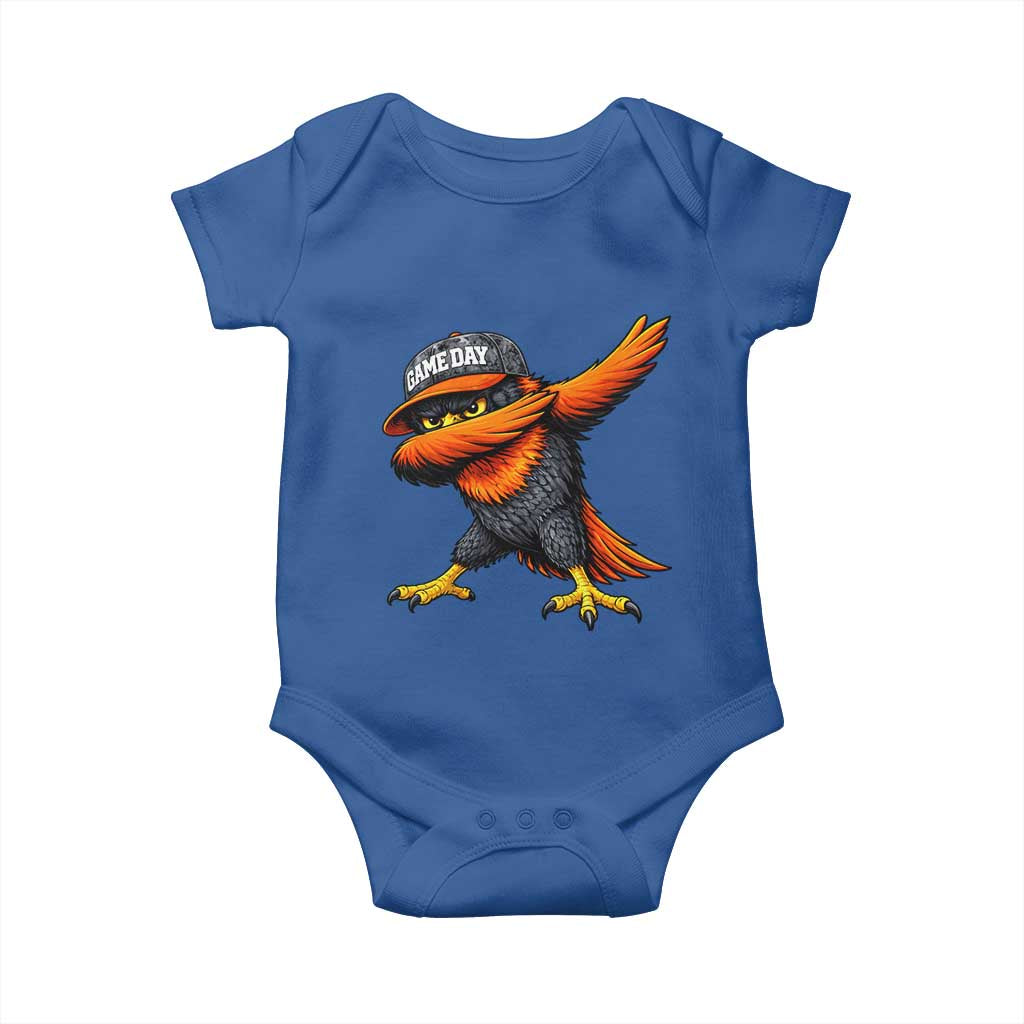 Fierce Oriole Spirit Graphic Baby Onesie Cool Game Day Sports Fan TS02 Royal Blue Print Your Wear