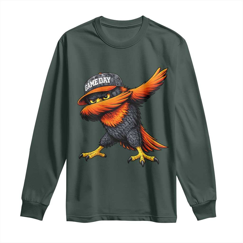 Fierce Oriole Spirit Graphic Long Sleeve Shirt Cool Game Day Sports Fan TS02 Dark Forest Green Print Your Wear
