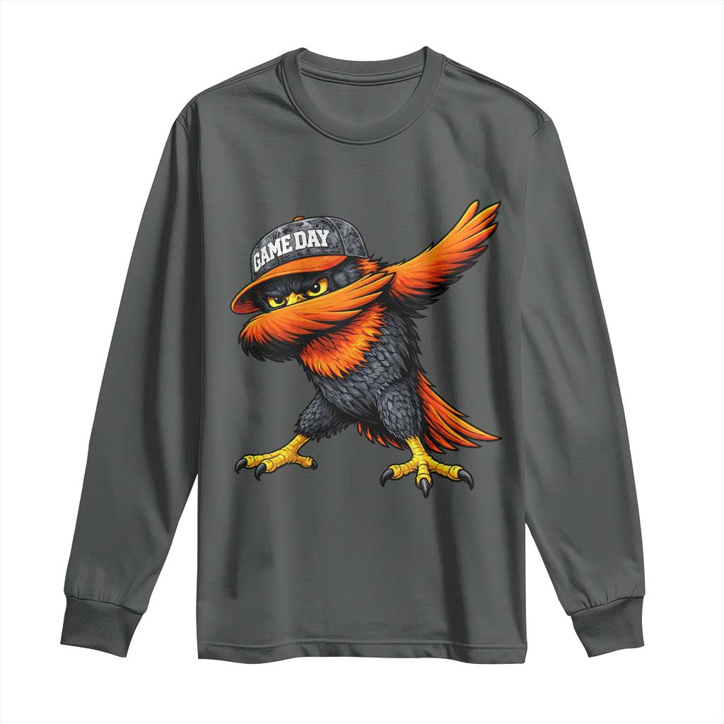 Fierce Oriole Spirit Graphic Long Sleeve Shirt Cool Game Day Sports Fan TS02 Dark Heather Print Your Wear
