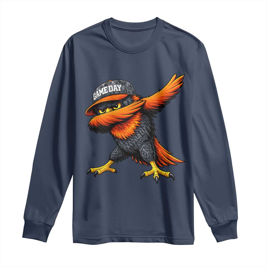 Fierce Oriole Spirit Graphic Long Sleeve Shirt Cool Game Day Sports Fan TS02 Navy Print Your Wear