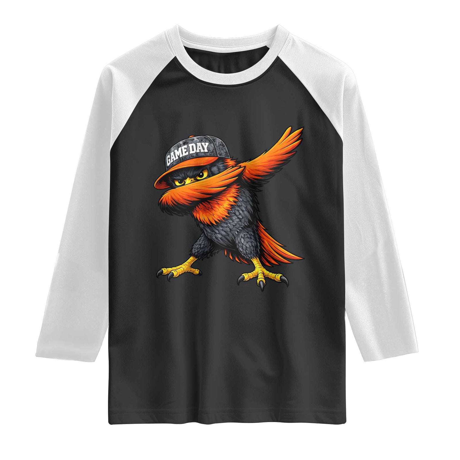 Fierce Oriole Spirit Graphic Raglan Shirt Cool Game Day Sports Fan TS02 Black White Print Your Wear