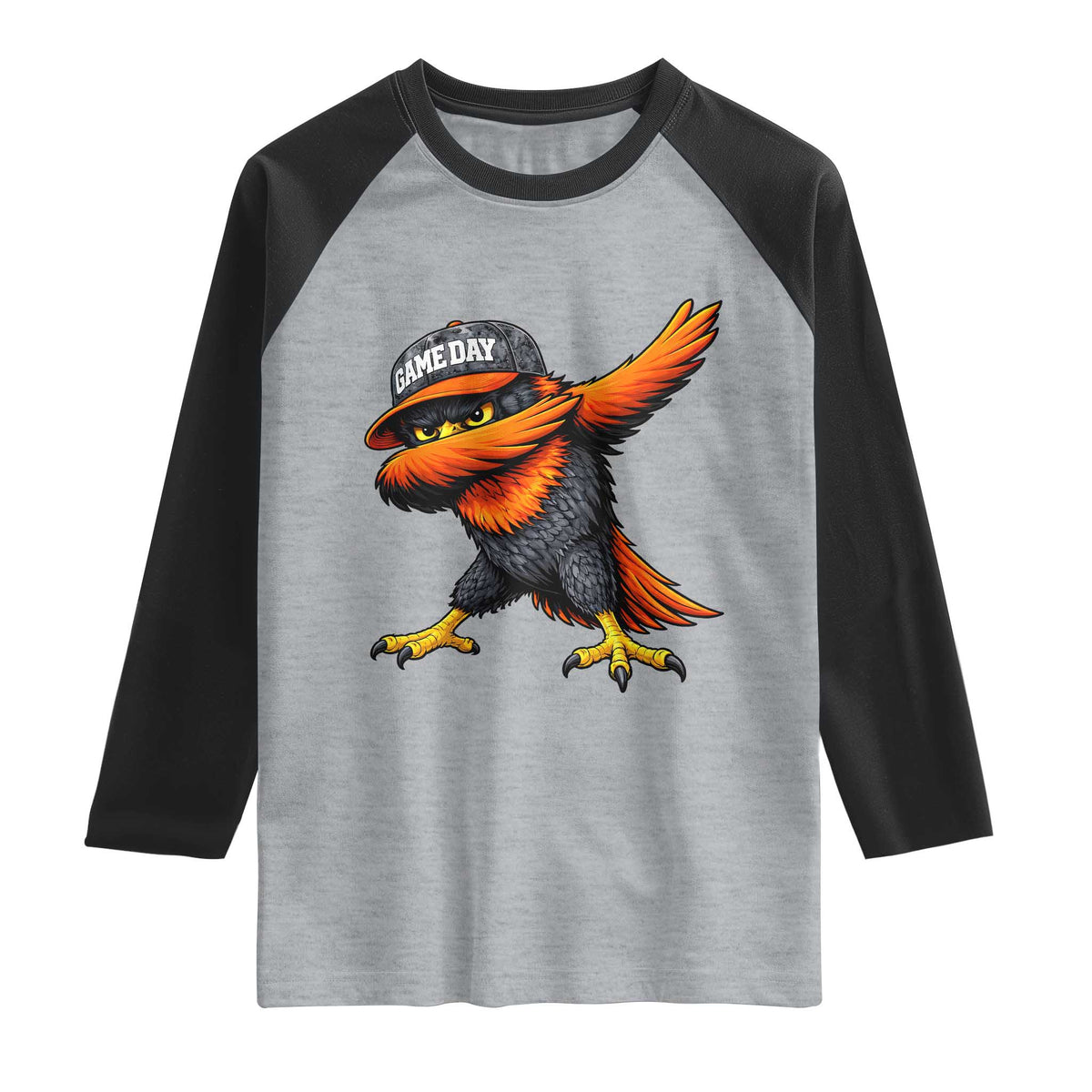 Fierce Oriole Spirit Graphic Raglan Shirt Cool Game Day Sports Fan TS02 Heather Gray Black Print Your Wear