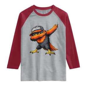 Fierce Oriole Spirit Graphic Raglan Shirt Cool Game Day Sports Fan TS02 Heather Gray Heather Red Print Your Wear