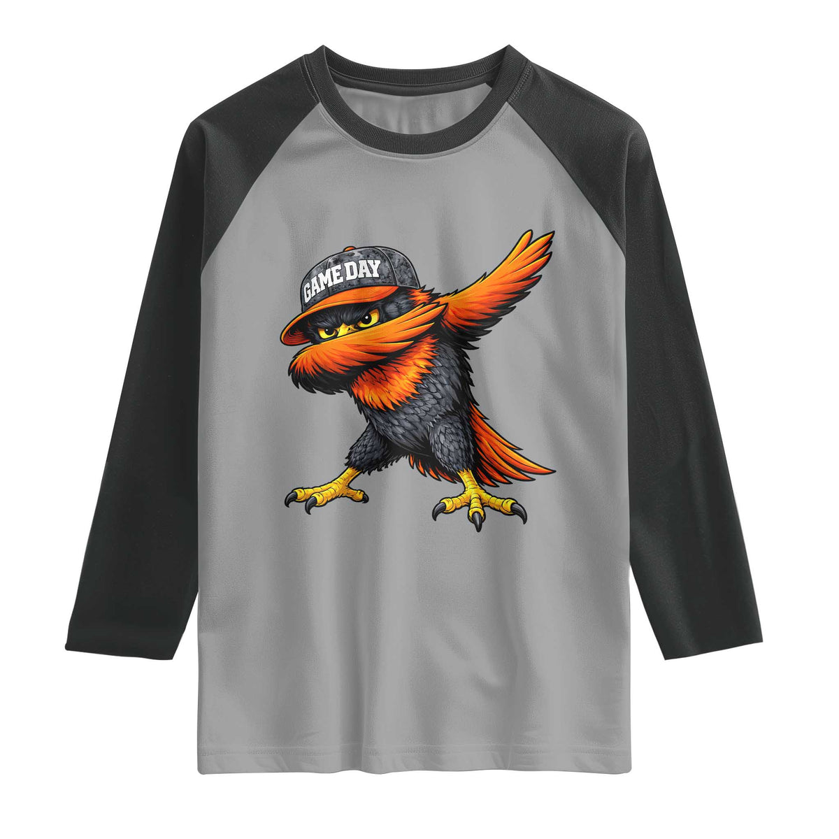 Fierce Oriole Spirit Graphic Raglan Shirt Cool Game Day Sports Fan TS02 Sport Gray Black Print Your Wear