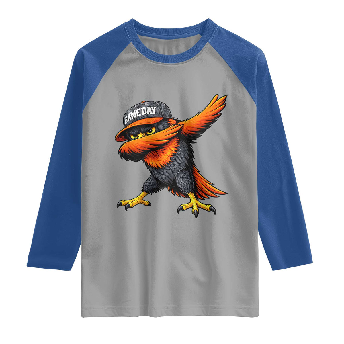 Fierce Oriole Spirit Graphic Raglan Shirt Cool Game Day Sports Fan TS02 Sport Gray Royal Print Your Wear
