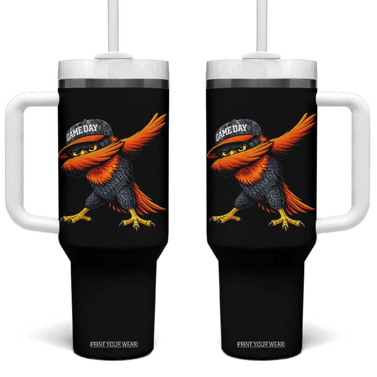 Fierce Oriole Spirit Graphic Tumbler With Handle Cool Game Day Sports Fan TS02 One Size: 40 oz Black Print Your Wear