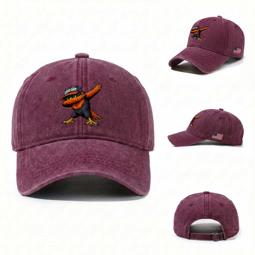 Fierce Oriole Spirit Graphic Washed Cotton Baseball Cap Cool Game Day Sports Fan TS02 Washed Cap Universal Fit Burgundy Print Your Wear