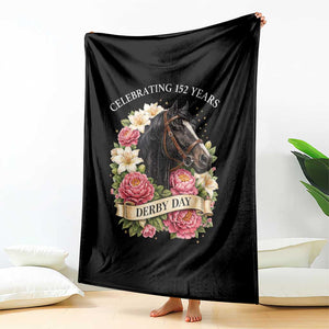Celebrating 152 Years Derby Day Floral Throw Blanket Horse Racing Pink Peony White Lily Equestrian 152nd Anniversary TS02 Print Your Wear