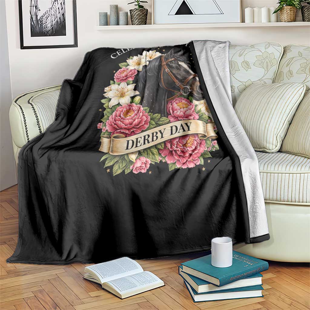Celebrating 152 Years Derby Day Floral Throw Blanket Horse Racing Pink Peony White Lily Equestrian 152nd Anniversary TS02 Print Your Wear