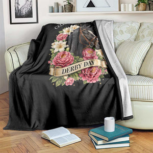 Celebrating 152 Years Derby Day Floral Throw Blanket Horse Racing Pink Peony White Lily Equestrian 152nd Anniversary TS02 Print Your Wear