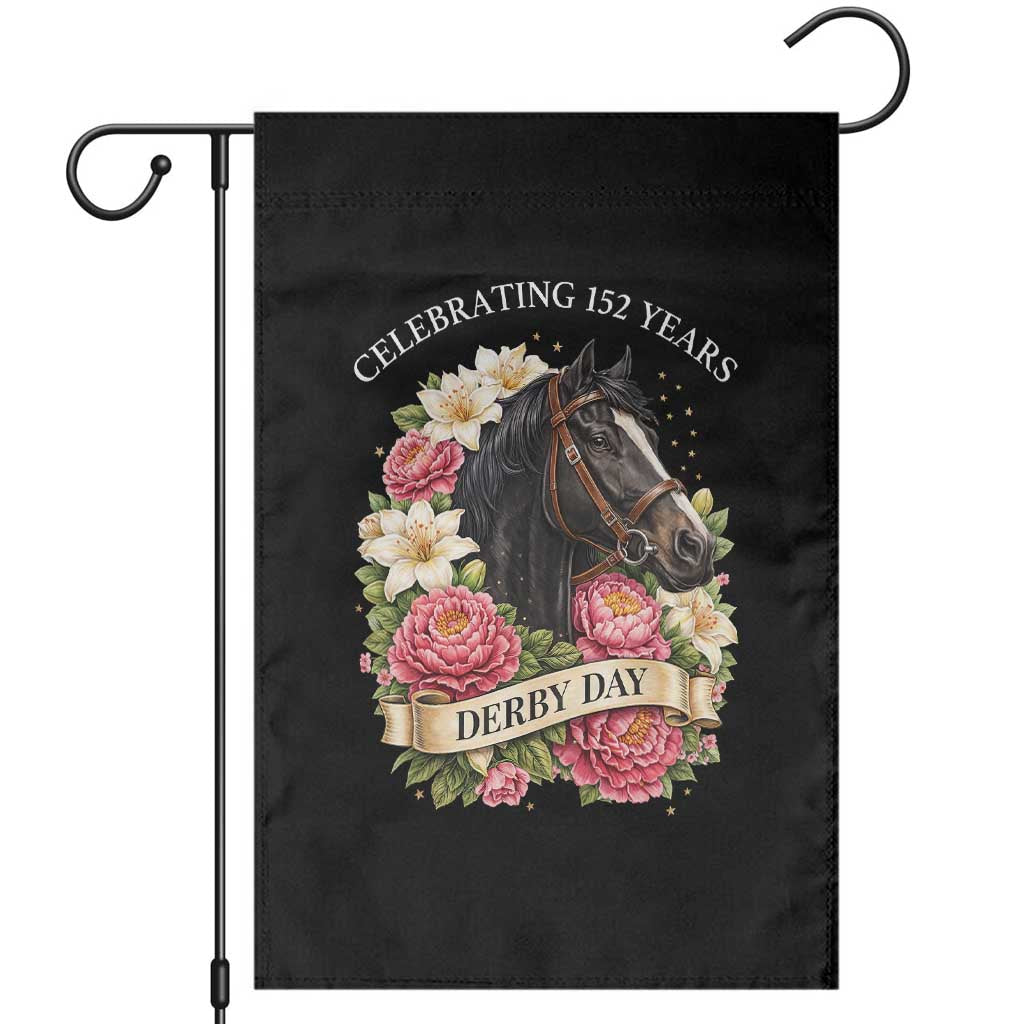 Celebrating 152 Years Derby Day Floral Garden Flag Horse Racing Pink Peony White Lily Equestrian 152nd Anniversary TS02 Black Print Your Wear