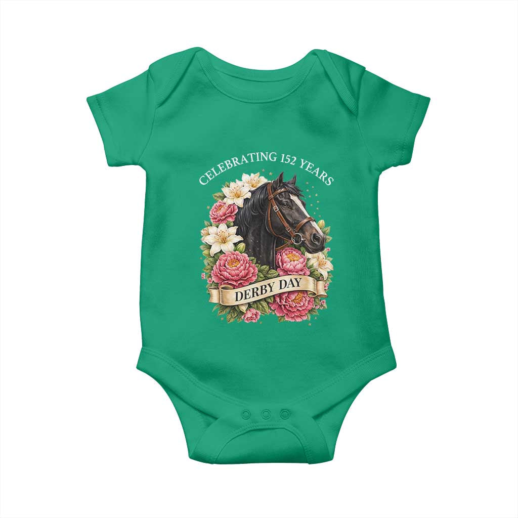 Celebrating 152 Years Derby Day Floral Baby Onesie Horse Racing Pink Peony White Lily Equestrian 152nd Anniversary TS02 Irish Green Print Your Wear