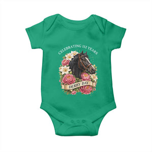 Celebrating 152 Years Derby Day Floral Baby Onesie Horse Racing Pink Peony White Lily Equestrian 152nd Anniversary TS02 Irish Green Print Your Wear