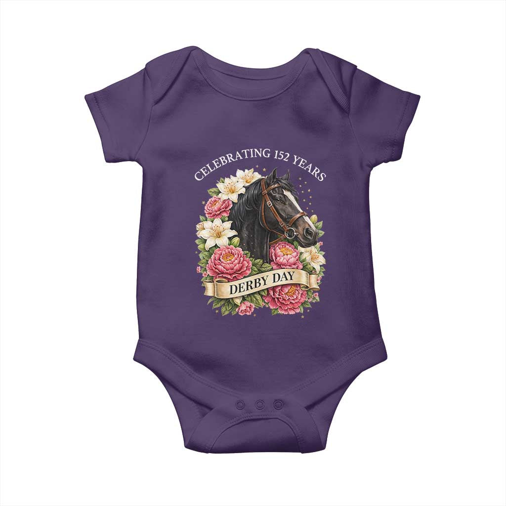 Celebrating 152 Years Derby Day Floral Baby Onesie Horse Racing Pink Peony White Lily Equestrian 152nd Anniversary TS02 Purple Print Your Wear