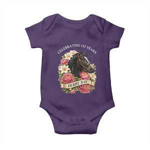 Celebrating 152 Years Derby Day Floral Baby Onesie Horse Racing Pink Peony White Lily Equestrian 152nd Anniversary TS02 Purple Print Your Wear