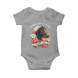 Celebrating 152 Years Derby Day Floral Baby Onesie Horse Racing Pink Peony White Lily Equestrian 152nd Anniversary TS02 Sport Gray Print Your Wear