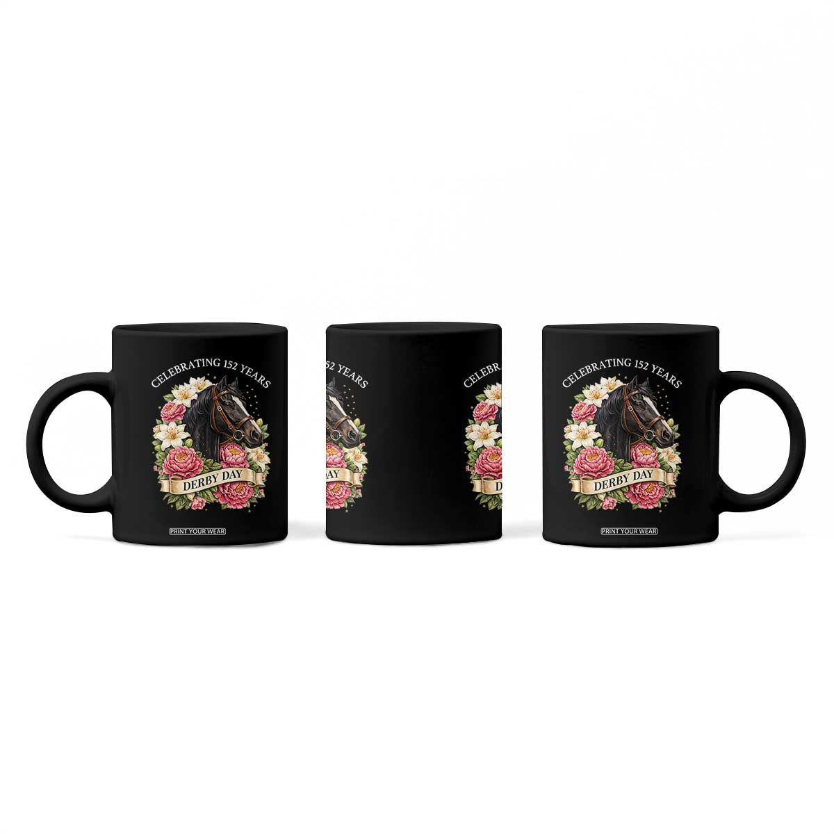Celebrating 152 Years Derby Day Floral Coffee Mug Horse Racing Pink Peony White Lily Equestrian 152nd Anniversary TS02 Print Your Wear
