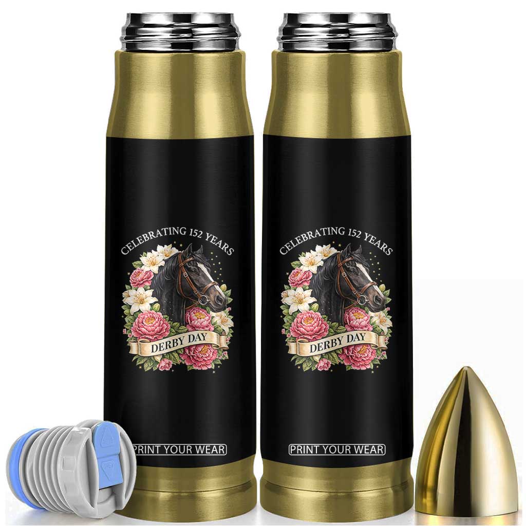 Celebrating 152 Years Derby Day Floral Bullet Tumbler Horse Racing Pink Peony White Lily Equestrian 152nd Anniversary TS02 Black Print Your Wear