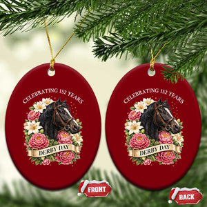 Celebrating 152 Years Derby Day Floral Ceramic Ornament Horse Racing Pink Peony White Lily Equestrian 152nd Anniversary TS02 Print Your Wear