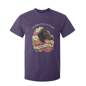 Celebrating 152 Years Derby Day Floral T Shirt For Kid Horse Racing Pink Peony White Lily Equestrian 152nd Anniversary TS02 Purple Print Your Wear