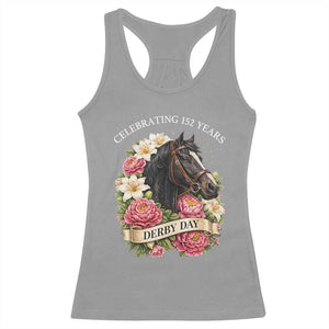 Celebrating 152 Years Derby Day Floral Racerback Tank Top Horse Racing Pink Peony White Lily Equestrian 152nd Anniversary TS02 Sport Gray Print Your Wear