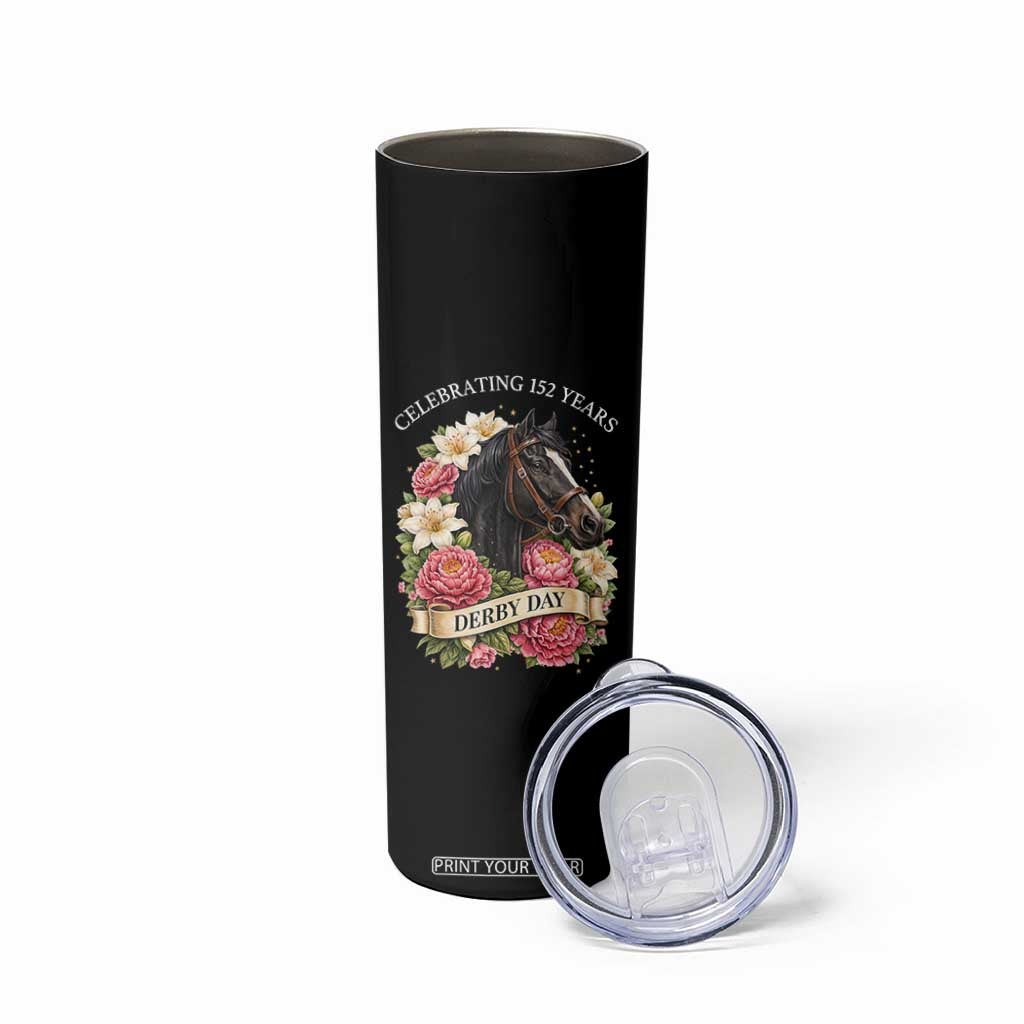 Celebrating 152 Years Derby Day Floral Skinny Tumbler Horse Racing Pink Peony White Lily Equestrian 152nd Anniversary TS02 Print Your Wear