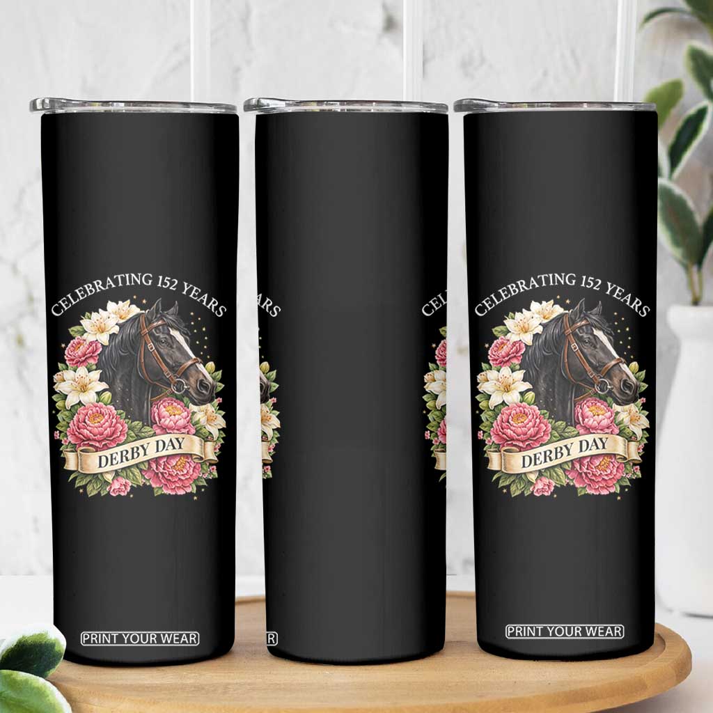 Celebrating 152 Years Derby Day Floral Skinny Tumbler Horse Racing Pink Peony White Lily Equestrian 152nd Anniversary TS02 Print Your Wear