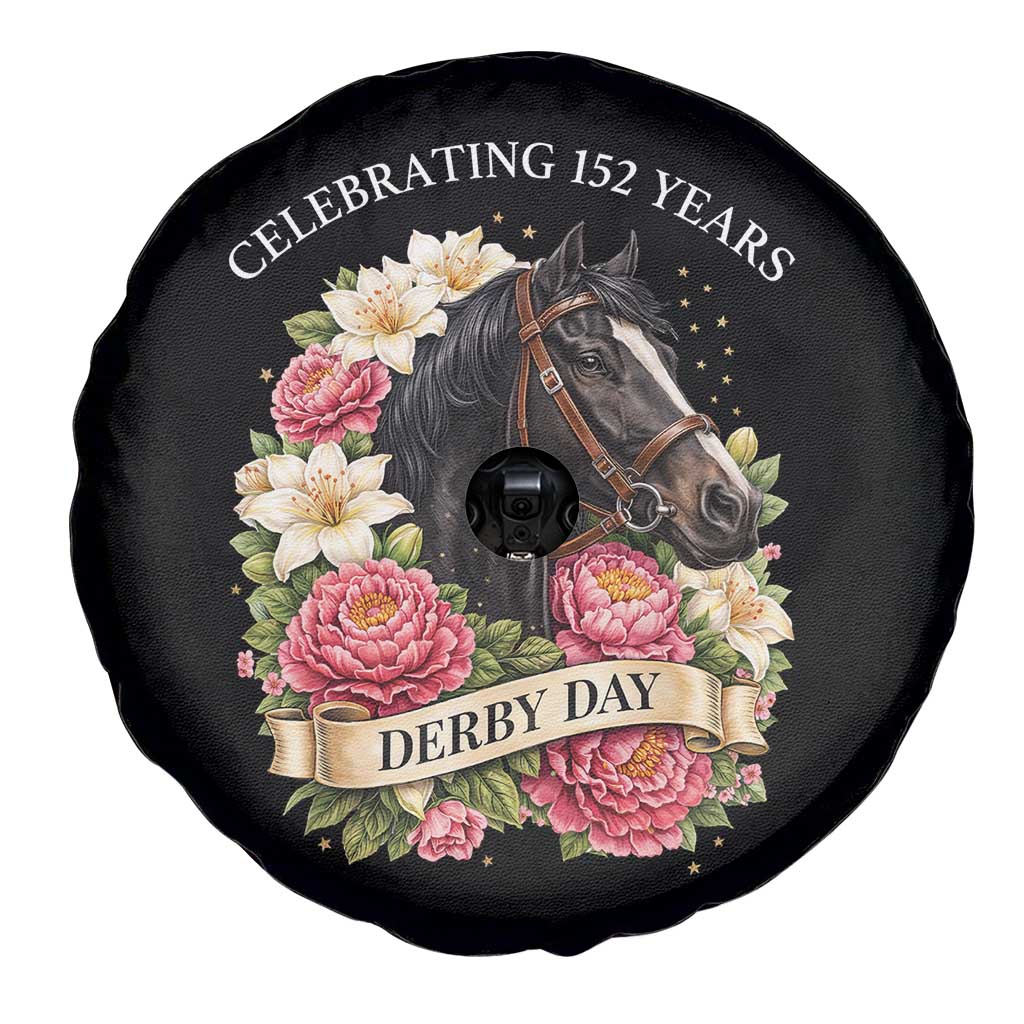 Celebrating 152 Years Derby Day Floral Spare Tire Cover Horse Racing Pink Peony White Lily Equestrian 152nd Anniversary TS02 Print Your Wear