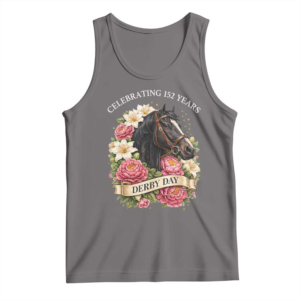 Celebrating 152 Years Derby Day Floral Tank Top Horse Racing Pink Peony White Lily Equestrian 152nd Anniversary TS02 Deep Heather Print Your Wear