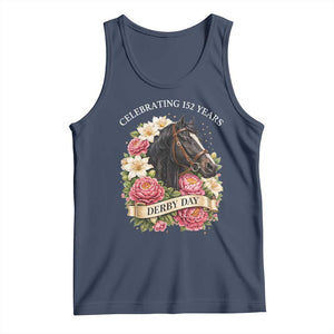 Celebrating 152 Years Derby Day Floral Tank Top Horse Racing Pink Peony White Lily Equestrian 152nd Anniversary TS02 Navy Print Your Wear