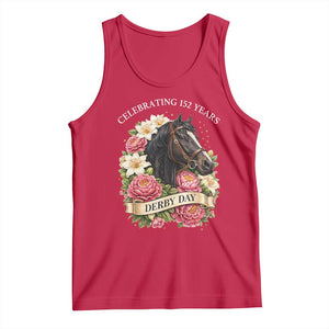 Celebrating 152 Years Derby Day Floral Tank Top Horse Racing Pink Peony White Lily Equestrian 152nd Anniversary TS02 Red Print Your Wear