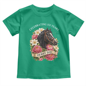Celebrating 152 Years Derby Day Floral Toddler T Shirt Horse Racing Pink Peony White Lily Equestrian 152nd Anniversary TS02 Irish Green Print Your Wear