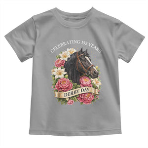 Celebrating 152 Years Derby Day Floral Toddler T Shirt Horse Racing Pink Peony White Lily Equestrian 152nd Anniversary TS02 Sport Gray Print Your Wear