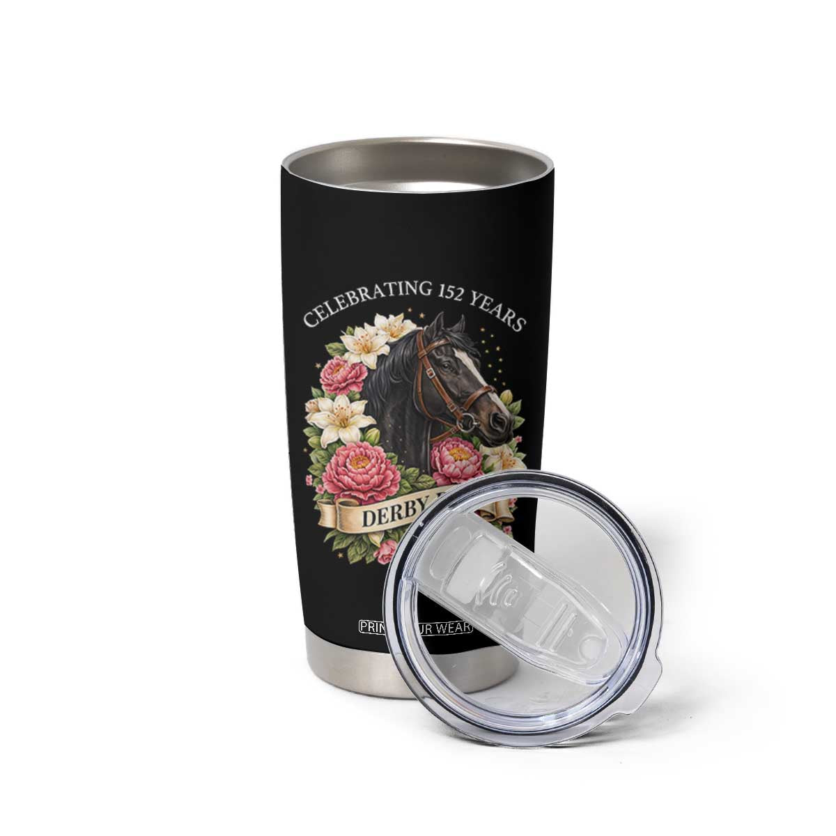 Celebrating 152 Years Derby Day Floral Tumbler Cup Horse Racing Pink Peony White Lily Equestrian 152nd Anniversary TS02 Print Your Wear