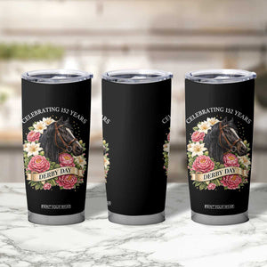 Celebrating 152 Years Derby Day Floral Tumbler Cup Horse Racing Pink Peony White Lily Equestrian 152nd Anniversary TS02 Print Your Wear