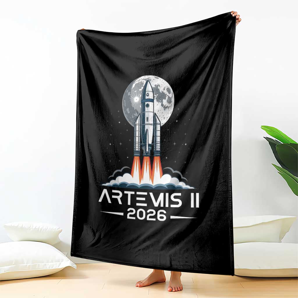 Lunar Journey 2026 Retro Rocket Launch Throw Blanket Space Exploration Astronomy Enthusiasts Sci-Fi Lovers TS02 Print Your Wear